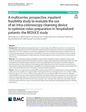 The REDUCE Study: Feasibility study to evaluate intra-colonoscopy cleansing device. BMC Gastro 2021 Download